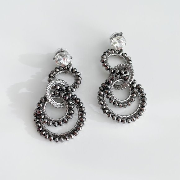 J. Crew Factory Jewelry - J. Crew Factory Beaded Interlocking Hoop Earrings (Metallic Silver)